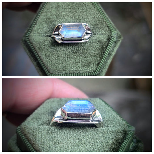 Modern Moonstone Signet Ring