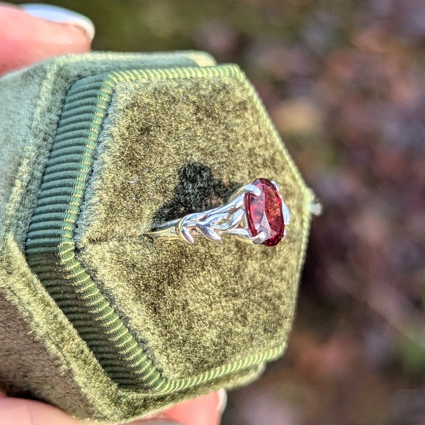 Garnet Botanical Ring
